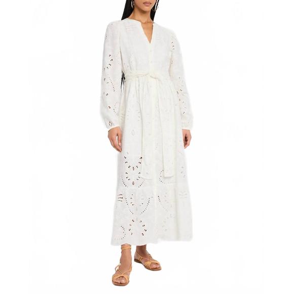 NEW MARIE OLIVER hannon eyelet dress in white